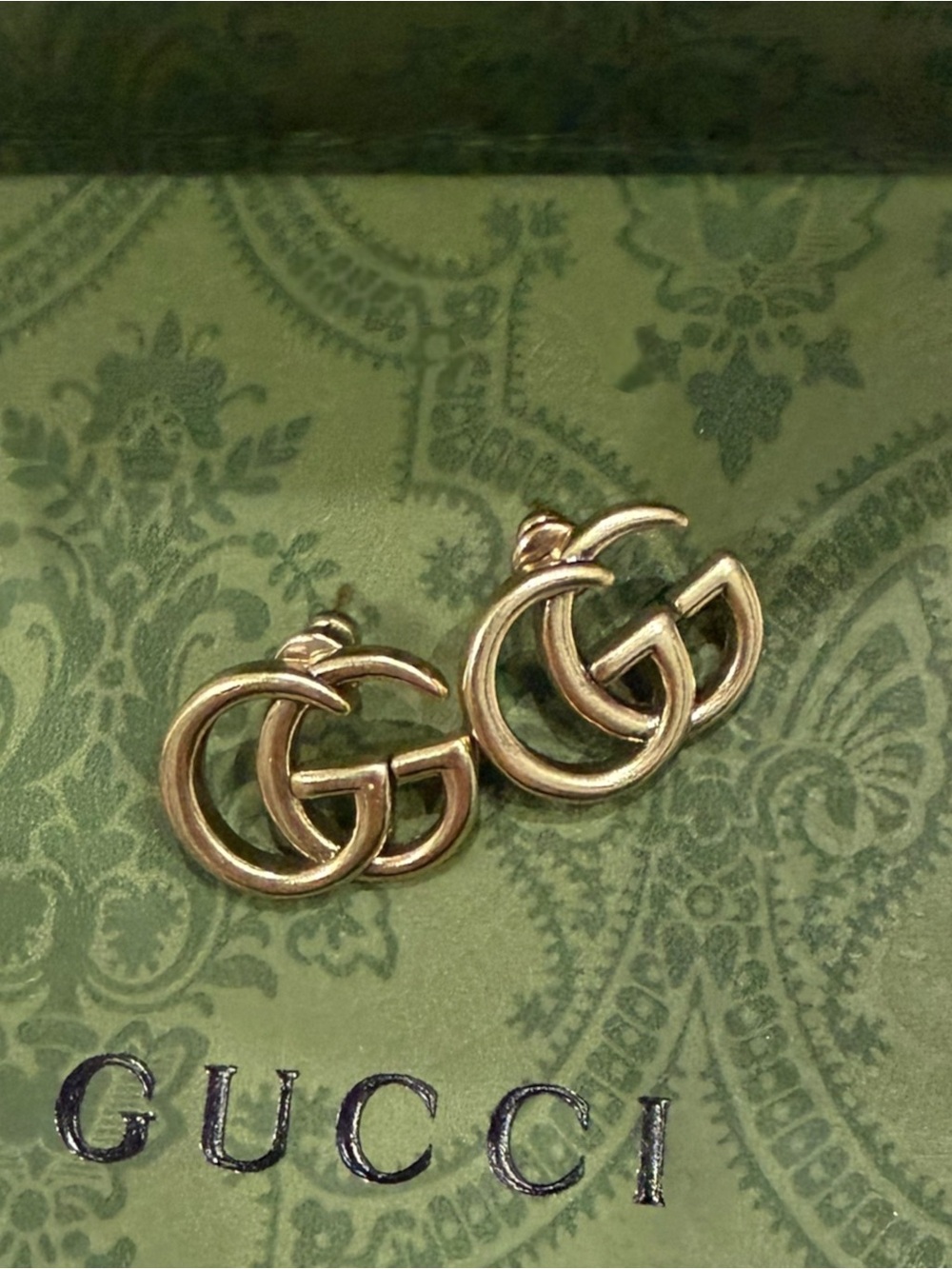 Gucci Interlocking GG Gold-Tone Stud Earrings with box bag
